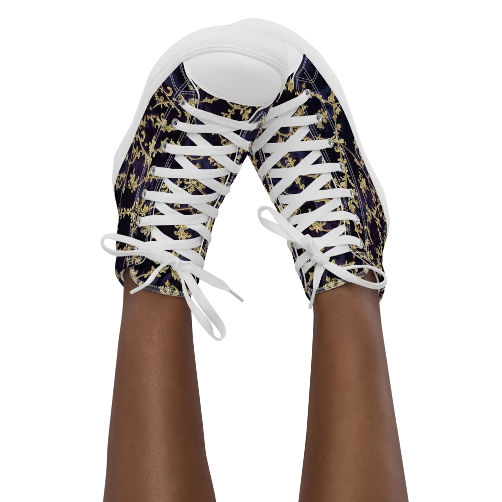 Velvet Versailles on Women's High Top Canvas Shoes — Front