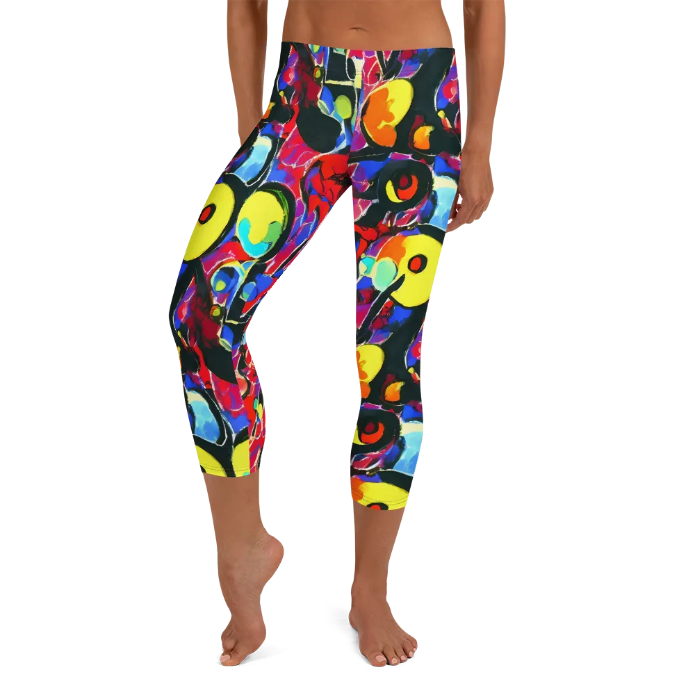Kaleidoscope Fever on Capri Leggings — Front