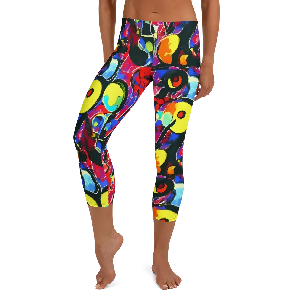 Kaleidoscope Fever on Capri Leggings — Front