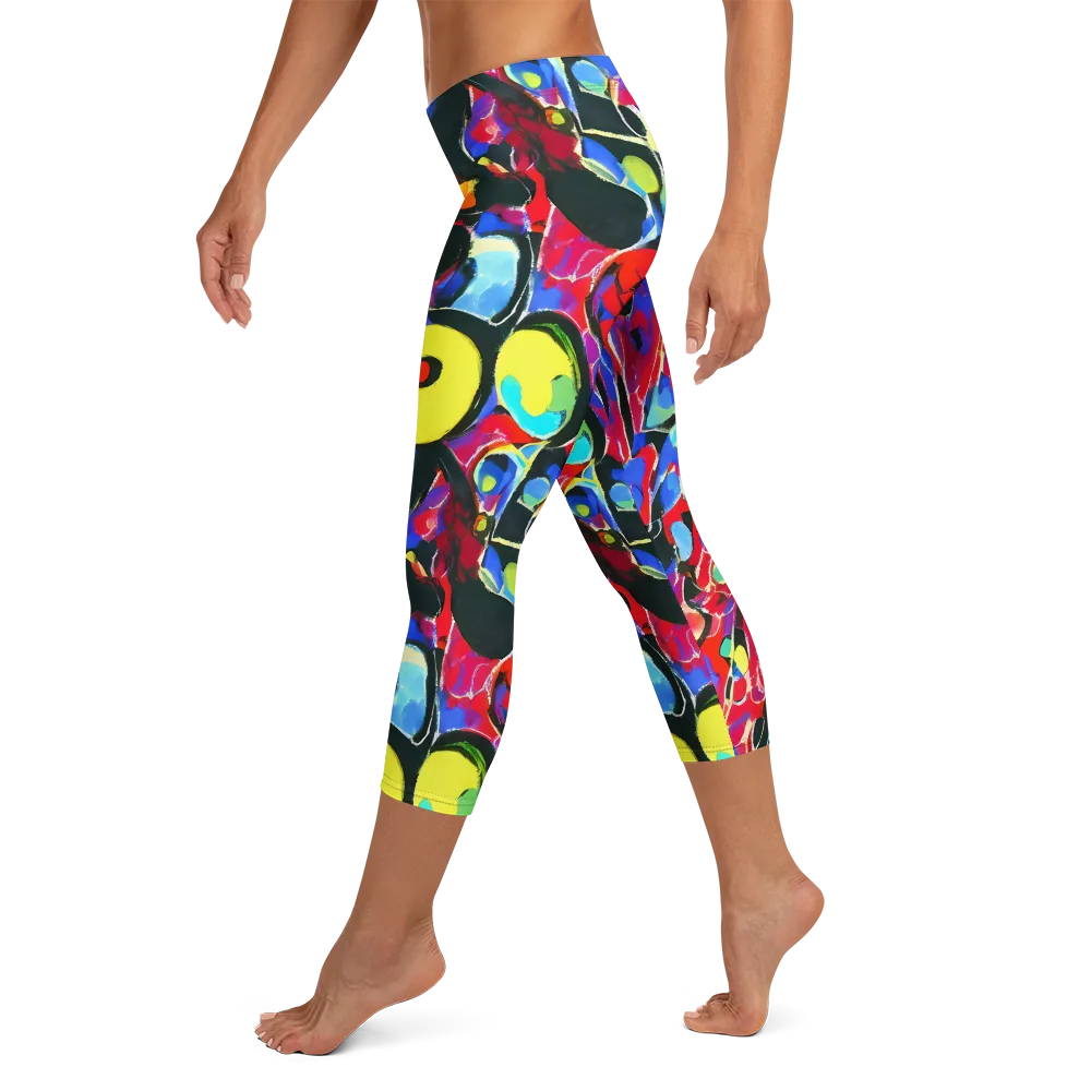 Kaleidoscope Fever on Capri Leggings — Left