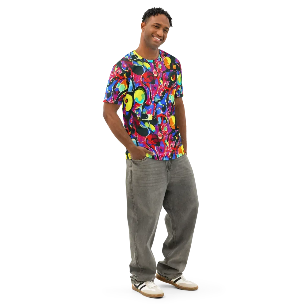 Kaleidoscope Fever on Men's Cotton Crew Neck T-Shirt — Right Front