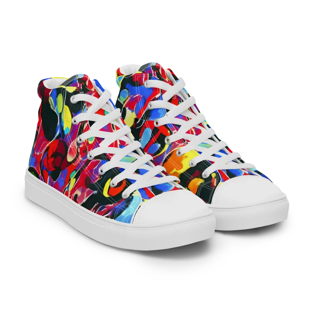 Kaleidoscope Fever on Men's High Top Canvas Shoes — Right Front