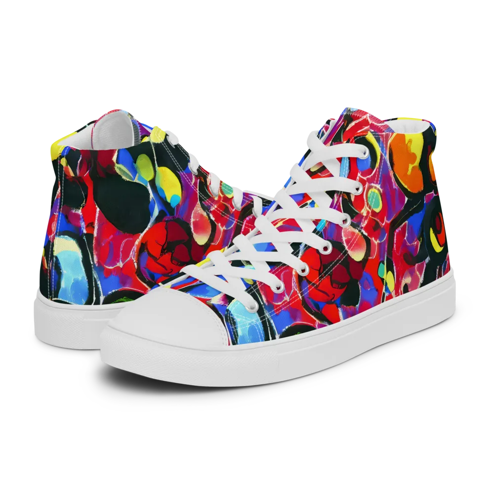 Kaleidoscope Fever on Men's High Top Canvas Shoes — Left