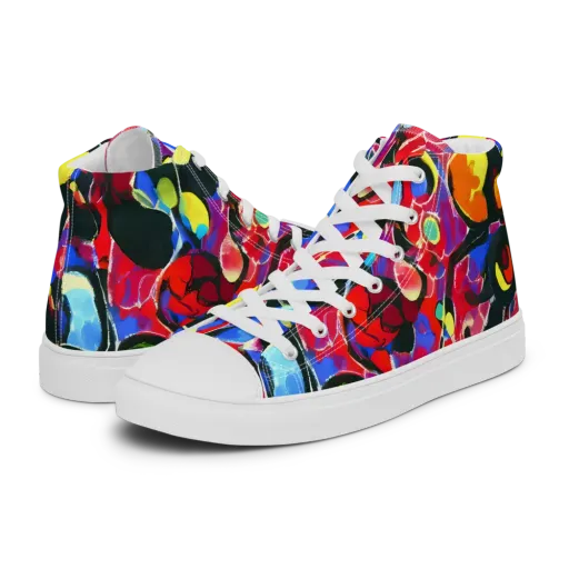 Kaleidoscope Fever on a Men's High Top Canvas Shoes