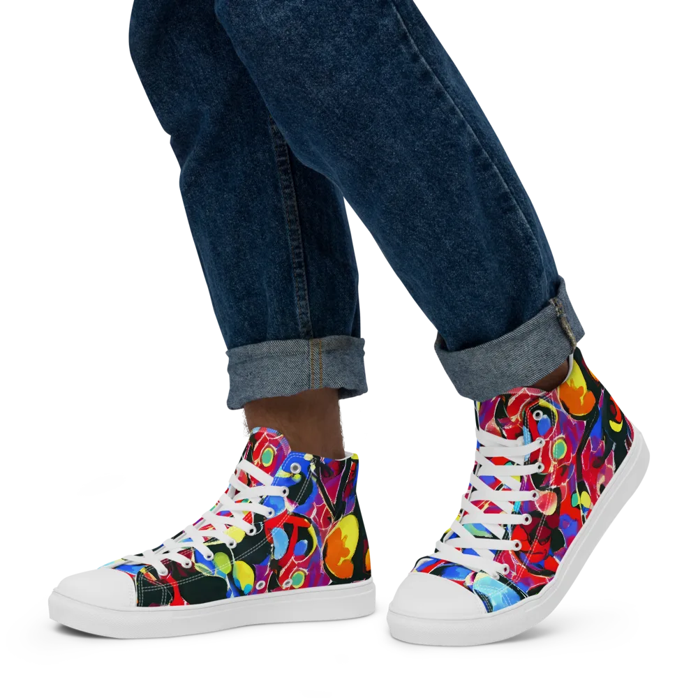 Kaleidoscope Fever on Men's High Top Canvas Shoes — Left