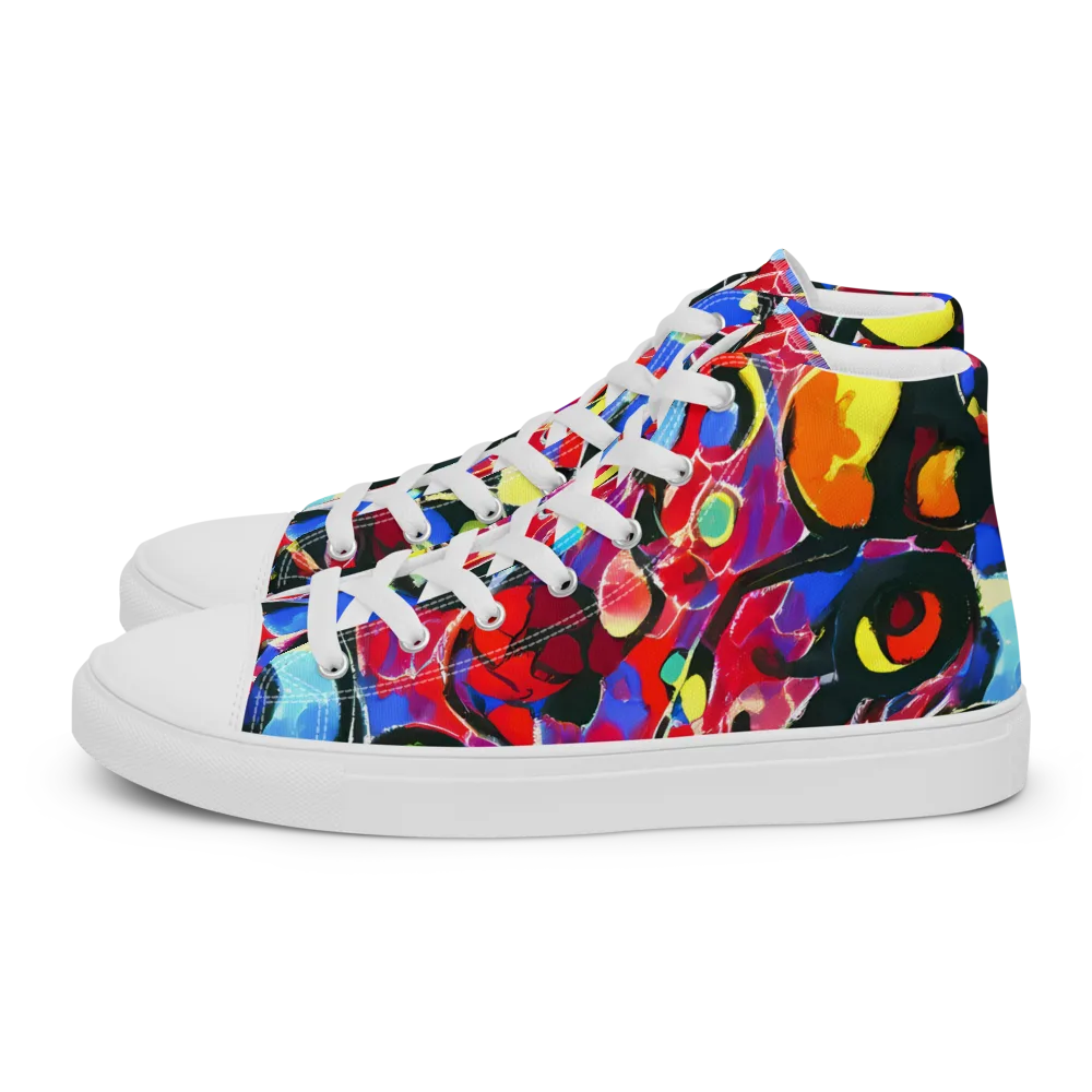 Kaleidoscope Fever on Women's High Top Canvas Shoes — Left