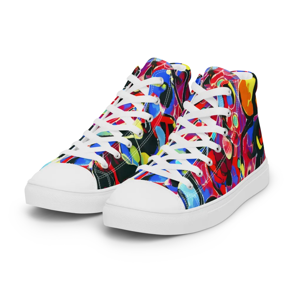 Kaleidoscope Fever on Women's High Top Canvas Shoes — Left Front