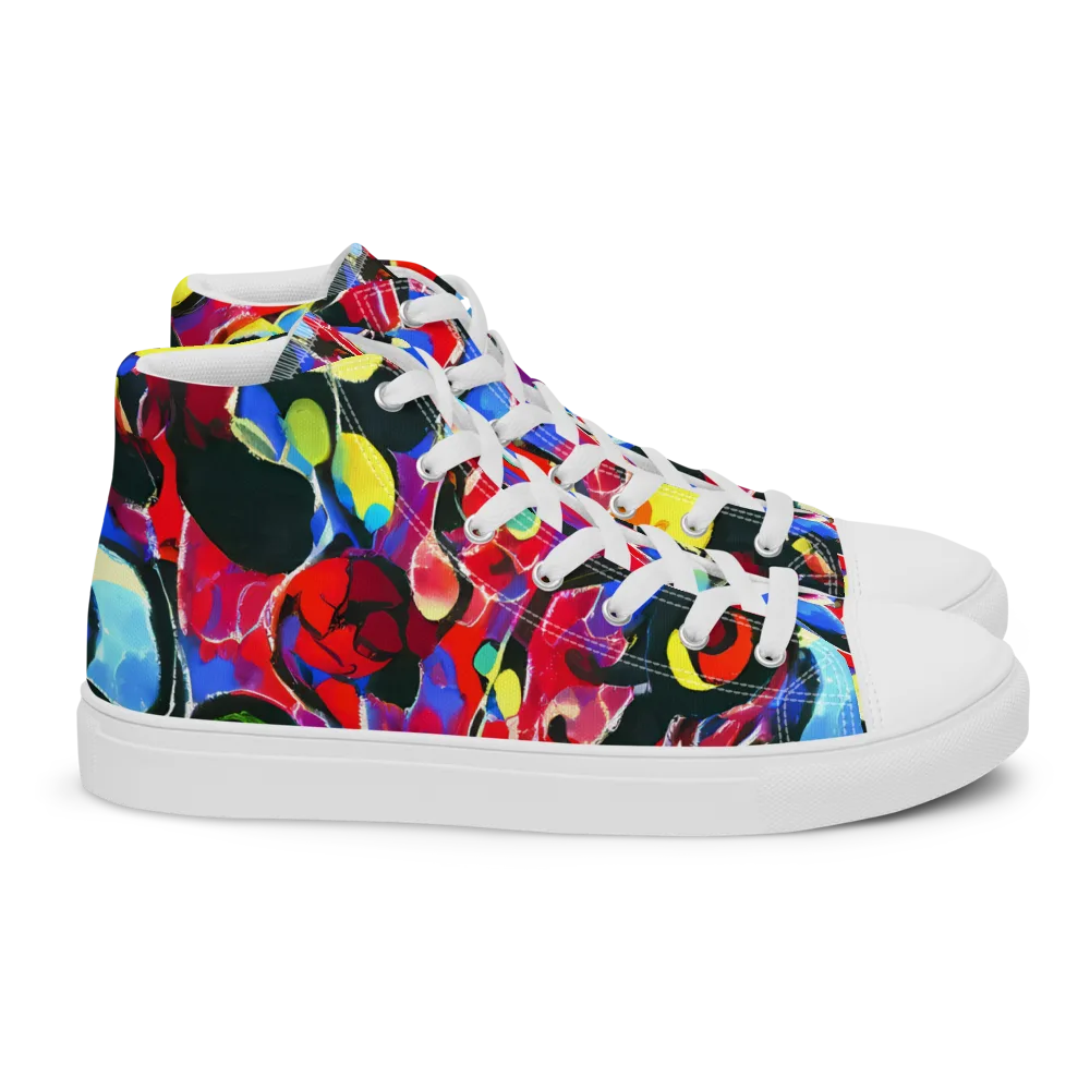 Kaleidoscope Fever on Women's High Top Canvas Shoes — Right
