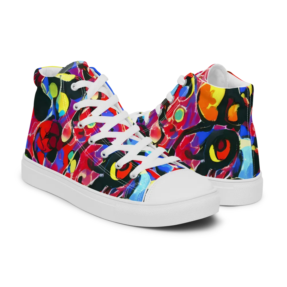 Kaleidoscope Fever on Women's High Top Canvas Shoes — Right