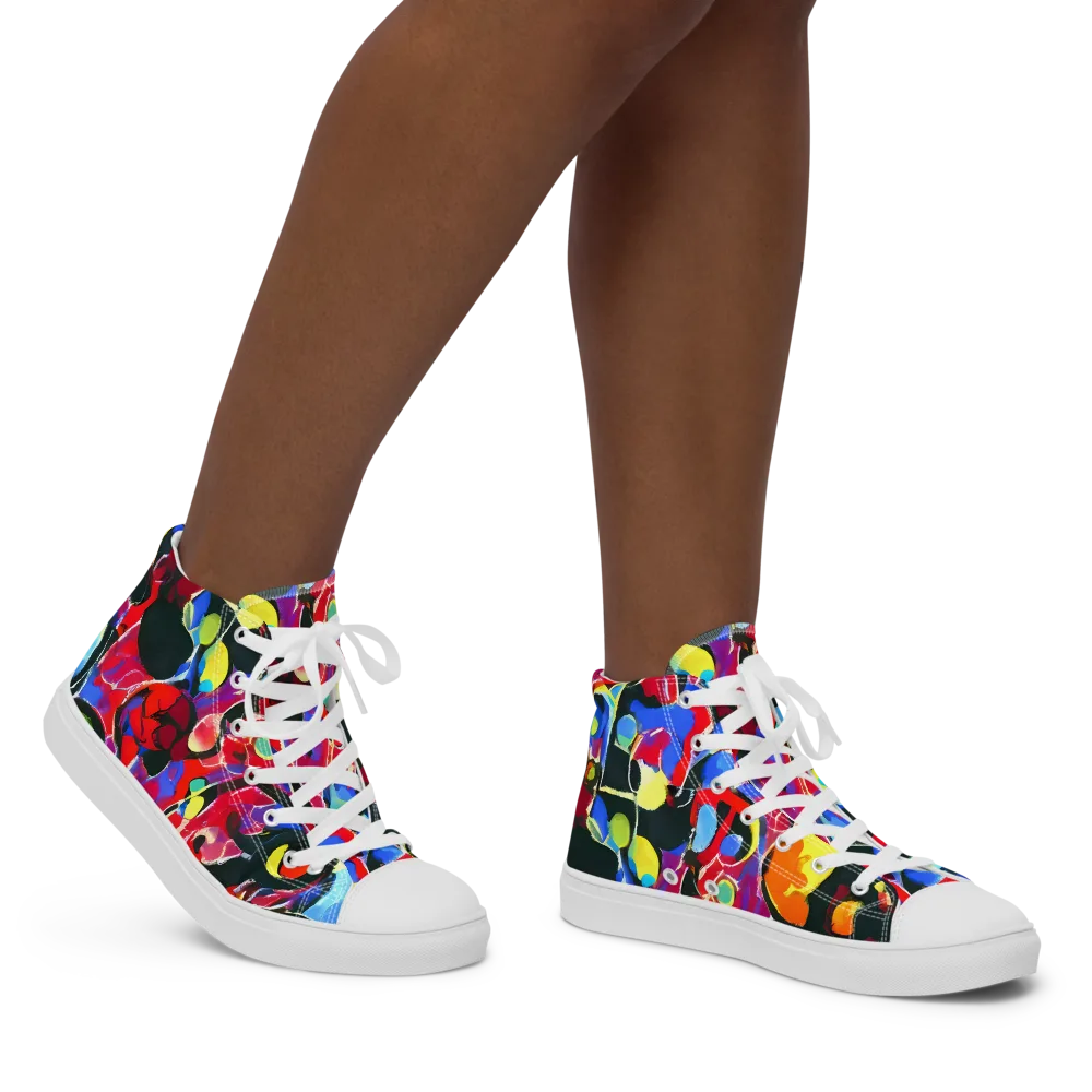 Kaleidoscope Fever on Women's High Top Canvas Shoes — Right