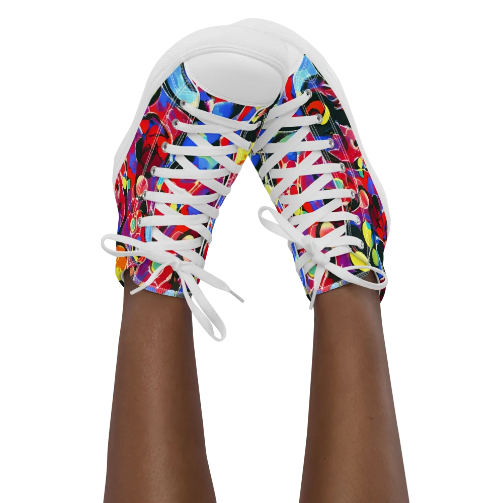 Kaleidoscope Fever on Women's High Top Canvas Shoes — Front