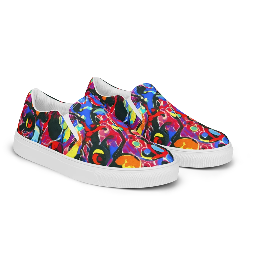Kaleidoscope Fever on Men's Slip-On Canvas Shoes — Right Front