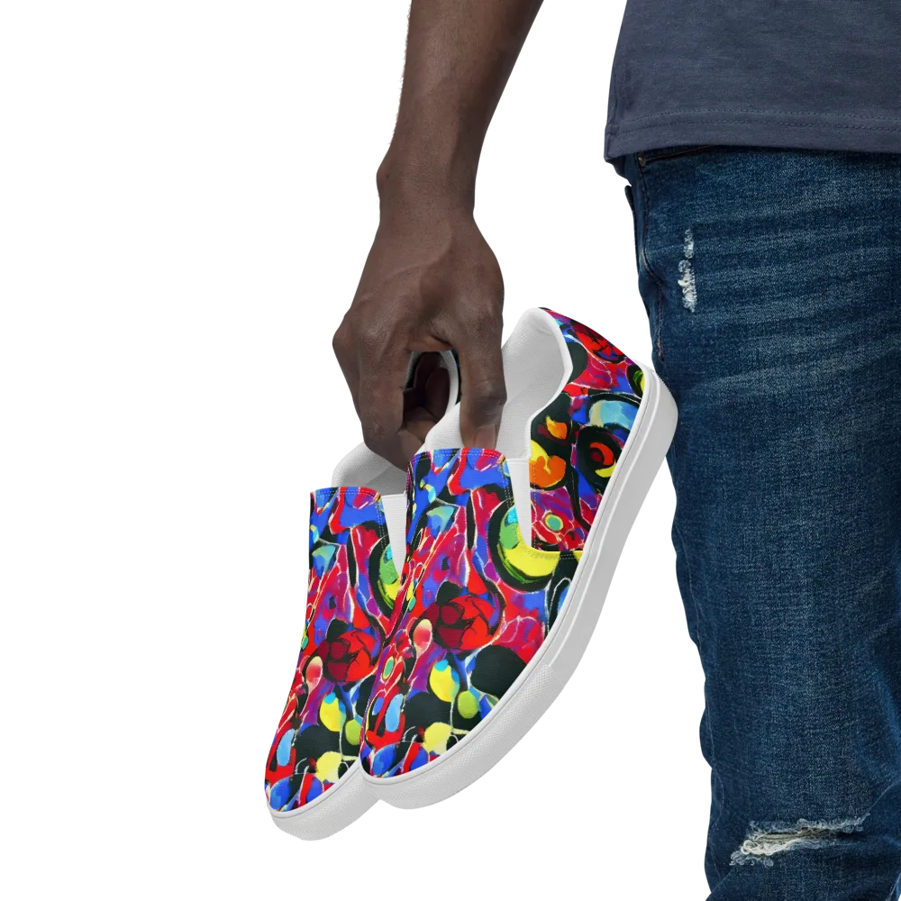 Kaleidoscope Fever on Men's Slip-On Canvas Shoes — Left Front