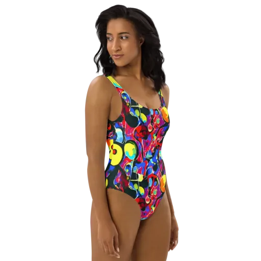 Kaleidoscope Fever on a One-Piece Swimsuit