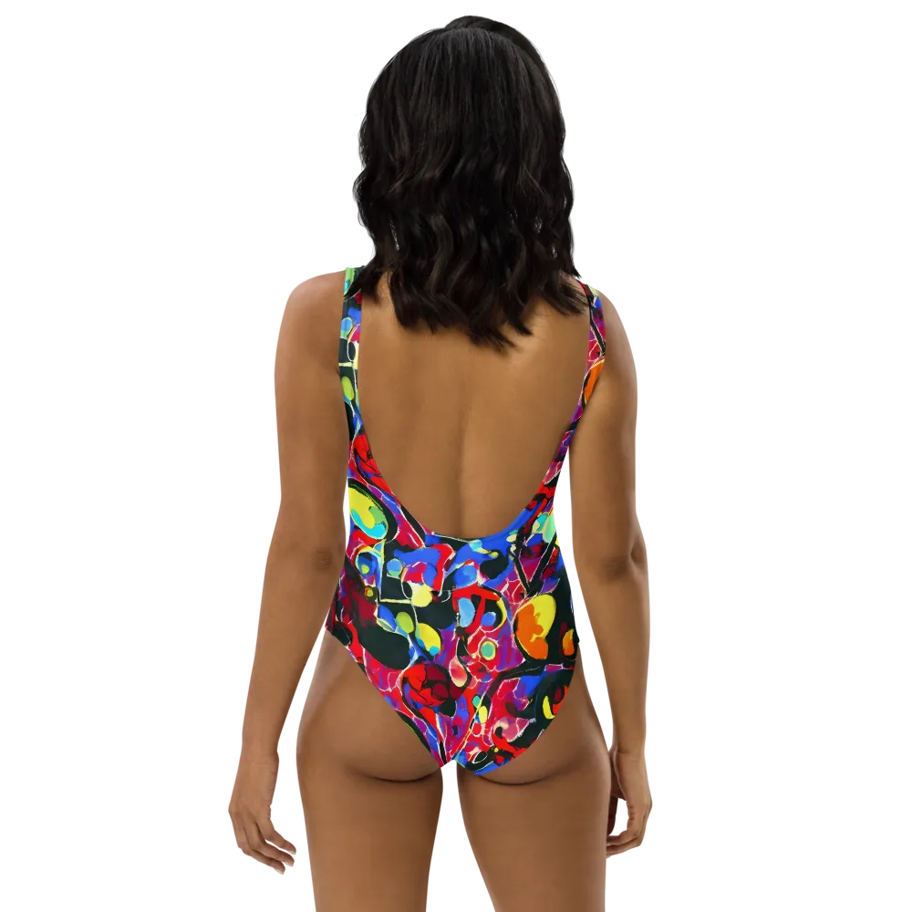 Kaleidoscope Fever on One-Piece Swimsuit — Back