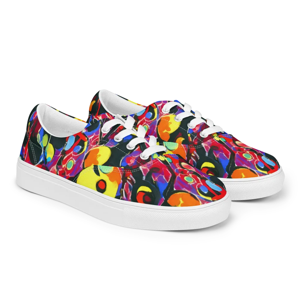 Kaleidoscope Fever on Men's Lace-Up Canvas Shoes — Right Front