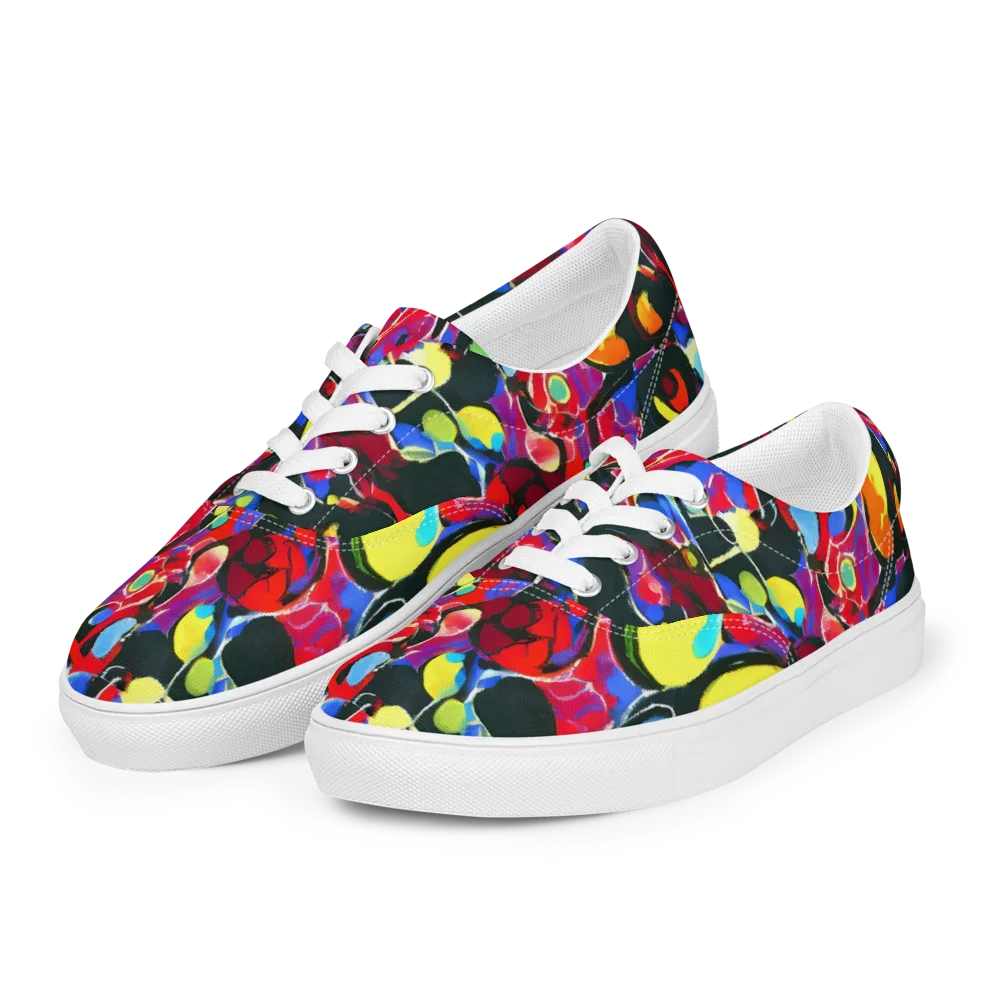Kaleidoscope Fever on Men's Lace-Up Canvas Shoes — Left Front