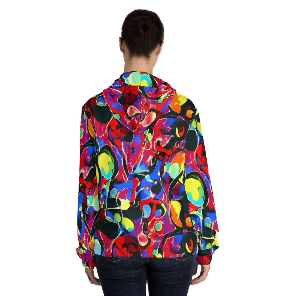 Kaleidoscope Fever on Women's Full-Zip Hoodie — Back On Person