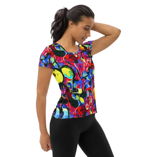 Kaleidoscope Fever on a Women's Athletic T-Shirt