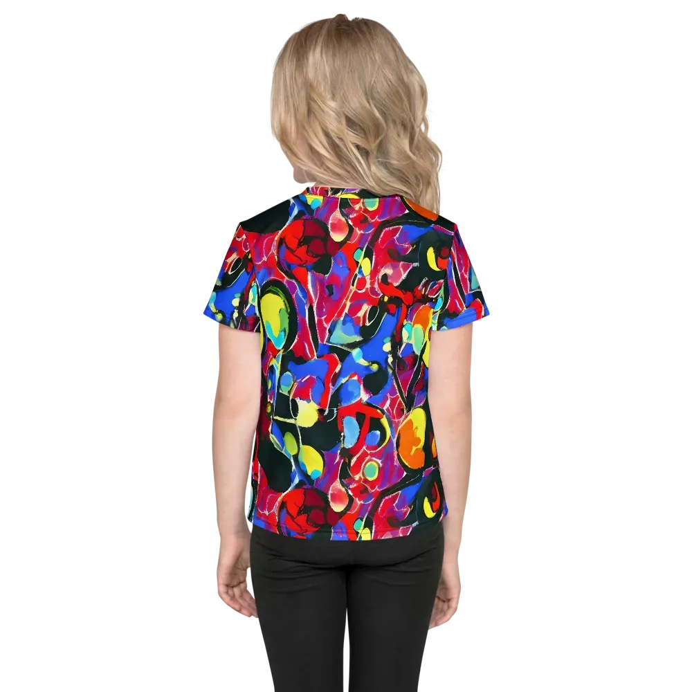 Kaleidoscope Fever on Kids Crew Neck T-Shirt — Back