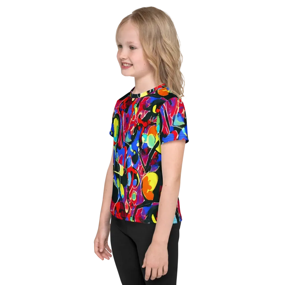 Kaleidoscope Fever on Kids Crew Neck T-Shirt — Left
