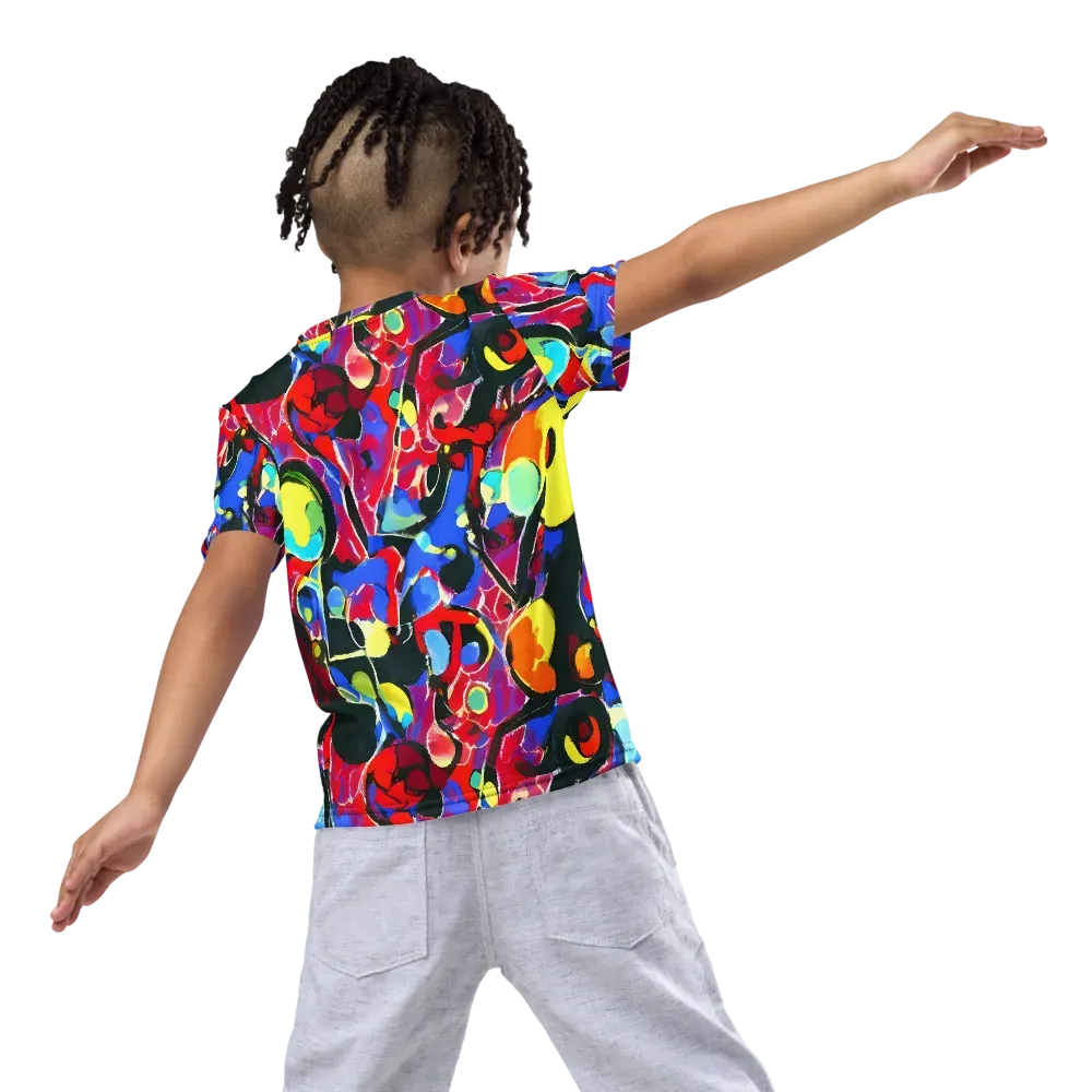 Kaleidoscope Fever on Kids Crew Neck T-Shirt — Back