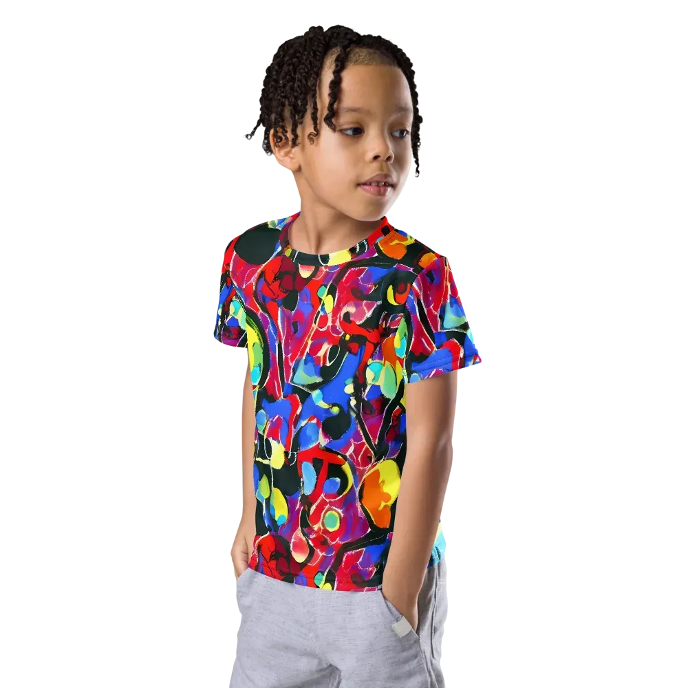 Kaleidoscope Fever on Kids Crew Neck T-Shirt — Left Front