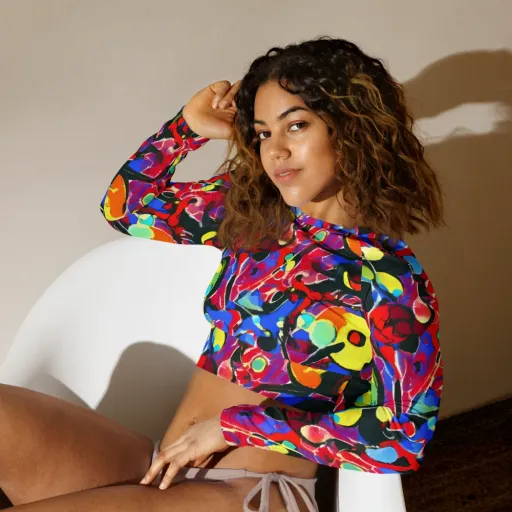 Kaleidoscope Fever on a Long Sleeve Crop Top