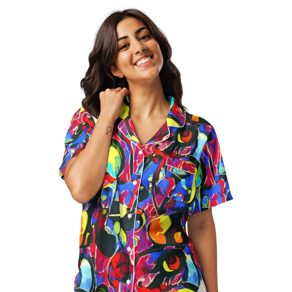 Kaleidoscope Fever on Women's Short Sleeve Pajama Top — Front