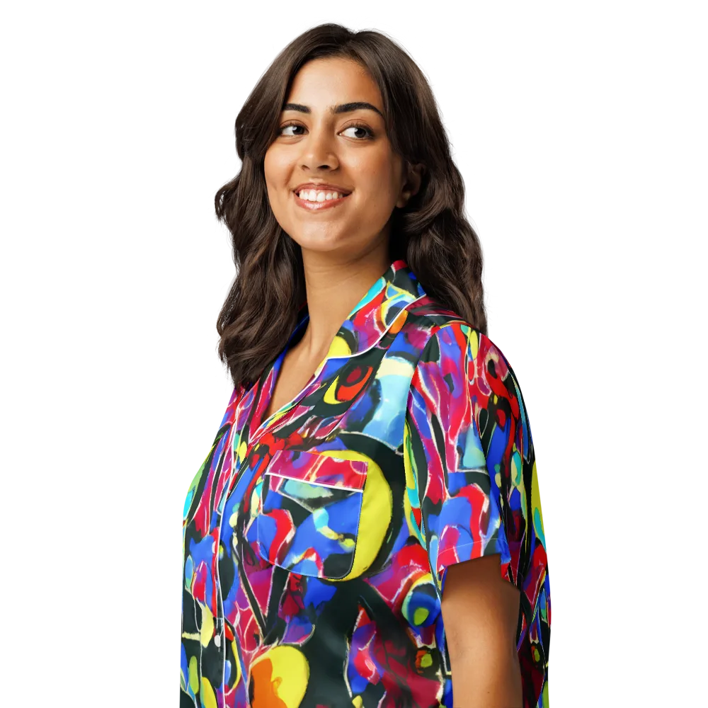 Kaleidoscope Fever on Women's Short Sleeve Pajama Top — Left Front