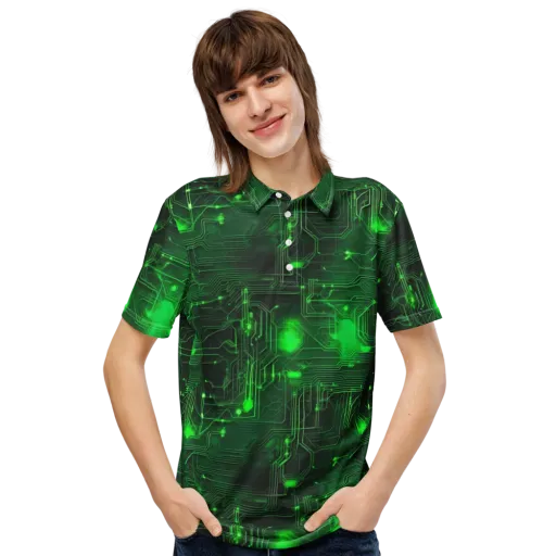 Silicon Moss on a Men's Slim Fit Polo Shirt