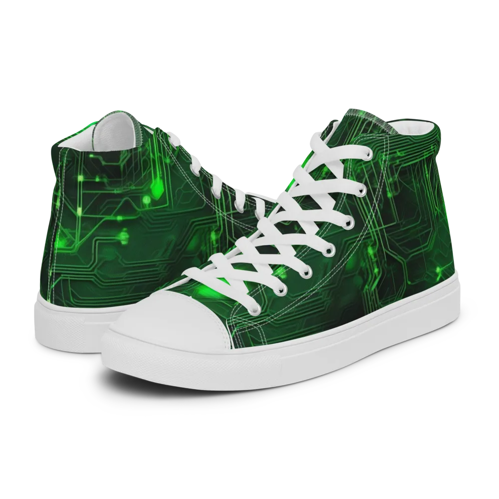 Silicon Moss on Men's High Top Canvas Shoes — Left