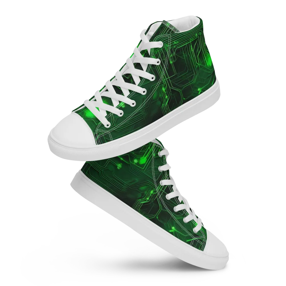 Silicon Moss on Men's High Top Canvas Shoes — Front