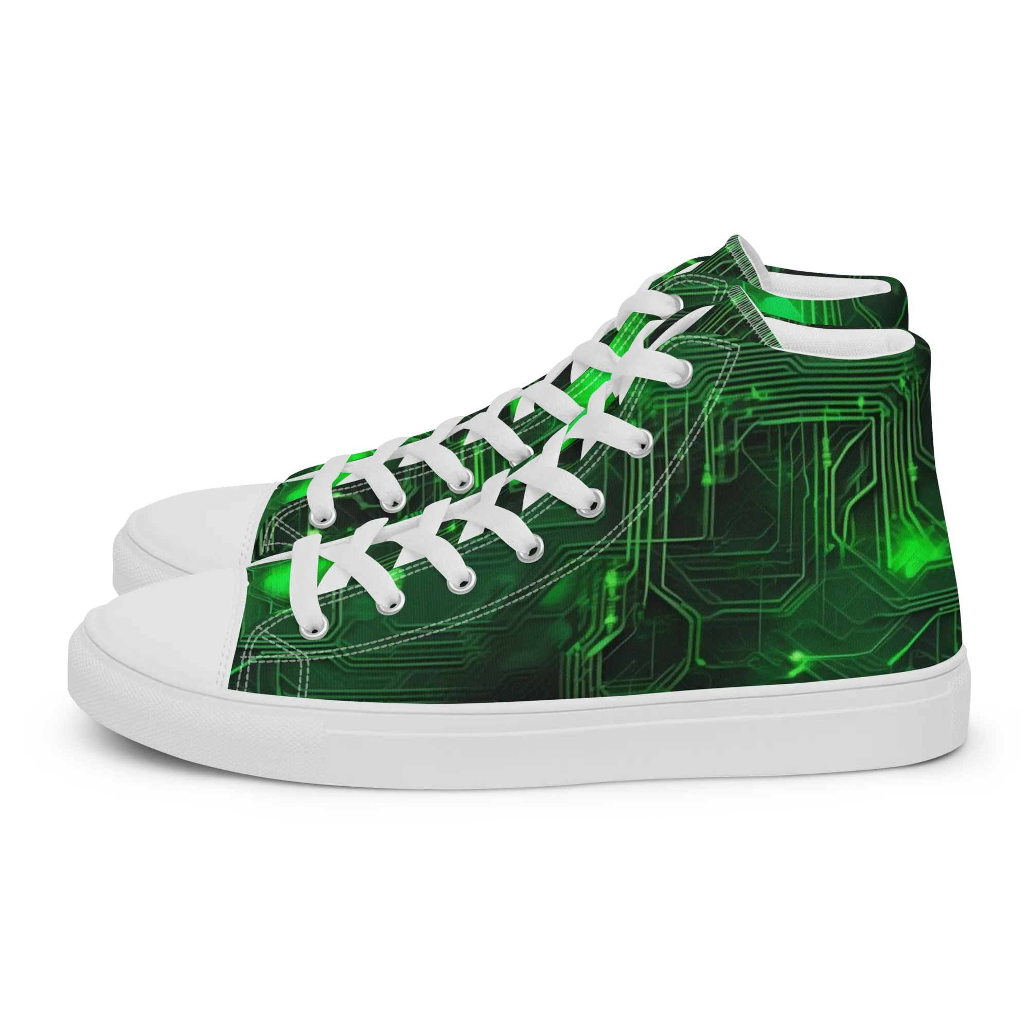 Silicon Moss on Women's High Top Canvas Shoes — Left