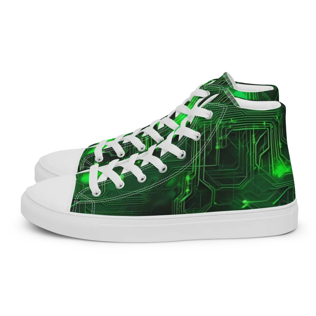 Silicon Moss on Women's High Top Canvas Shoes — Left