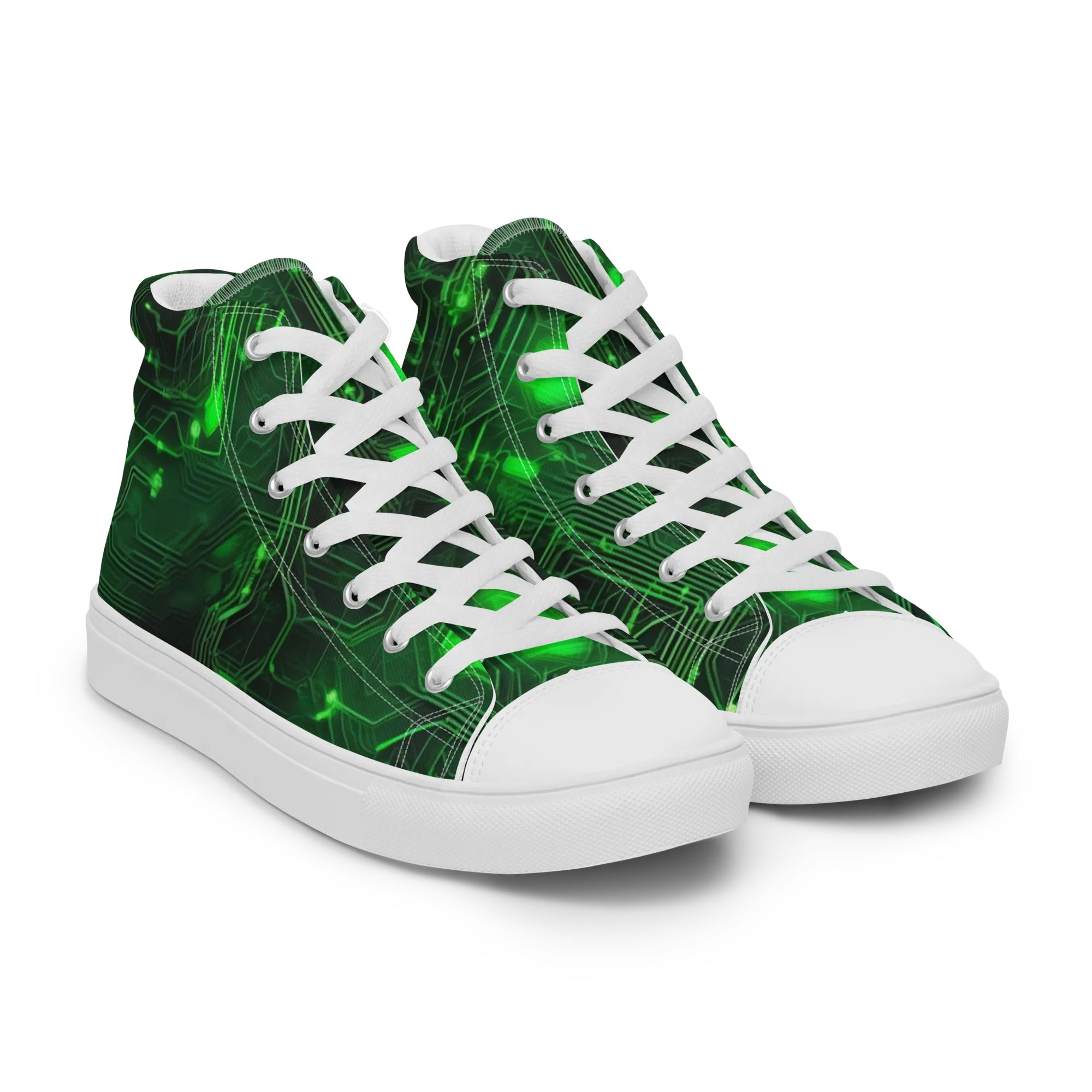 Silicon Moss on Women's High Top Canvas Shoes — Right Front