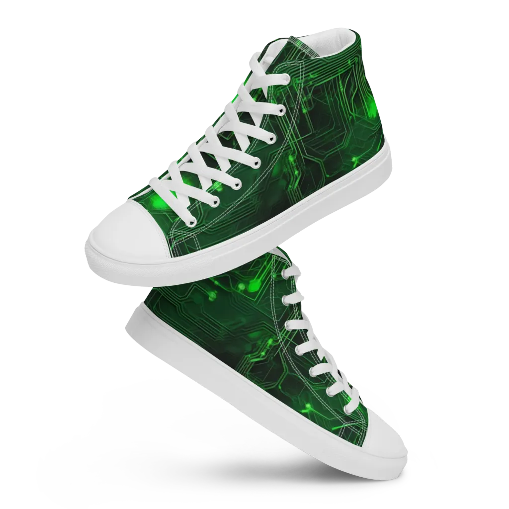 Silicon Moss on Women's High Top Canvas Shoes — Front