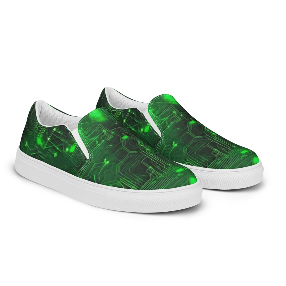 Silicon Moss on Men's Slip-On Canvas Shoes — Right Front