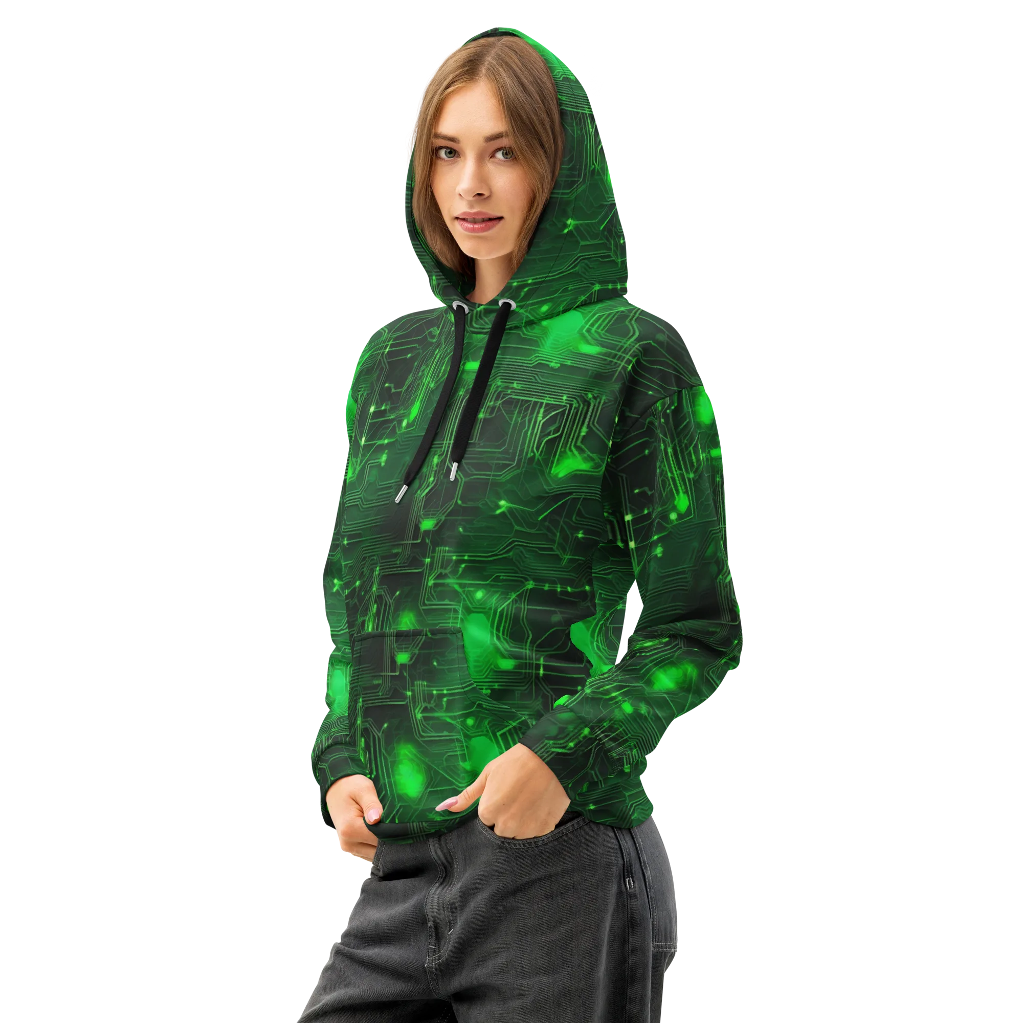 Silicon Moss on Cotton Hoodie — Left Front