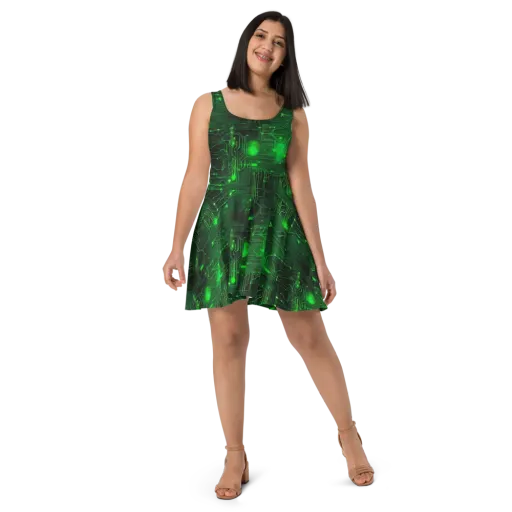 Silicon Moss on a Skater Dress