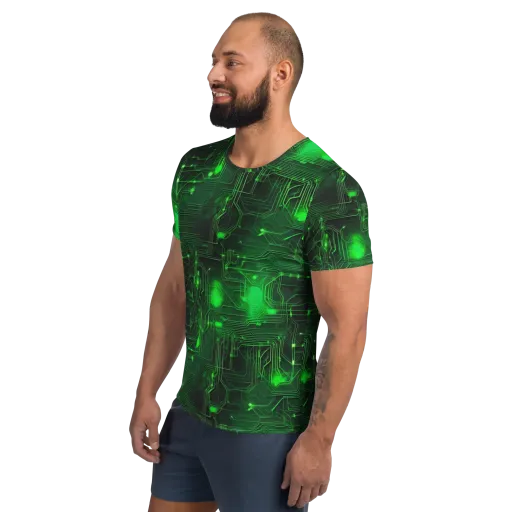 Silicon Moss on a Men's Athletic T-Shirt