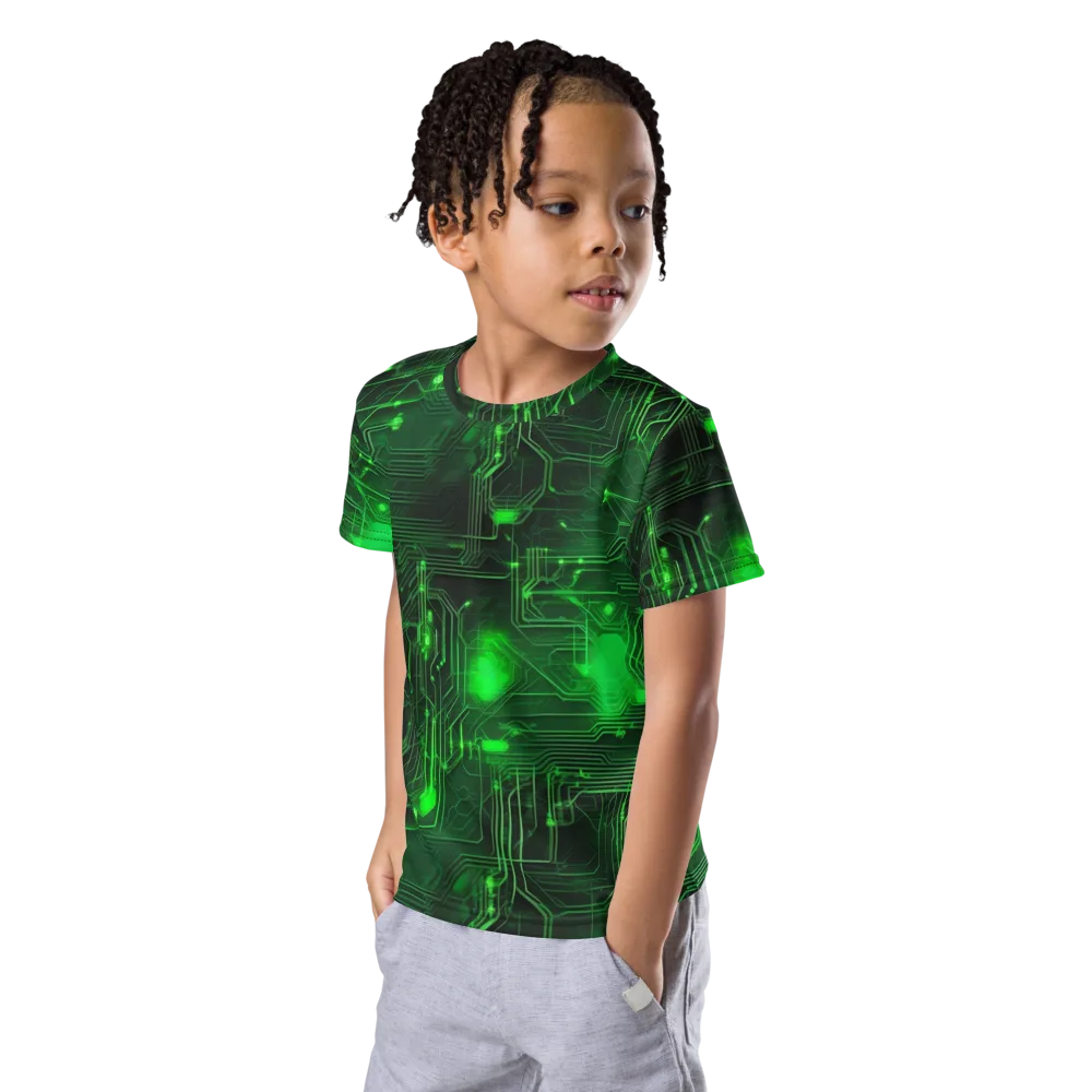 Silicon Moss on Kids Crew Neck T-Shirt — Left Front