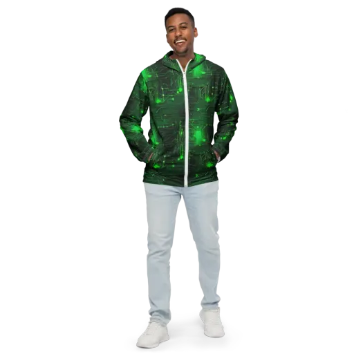 Silicon Moss on a Men's Windbreaker