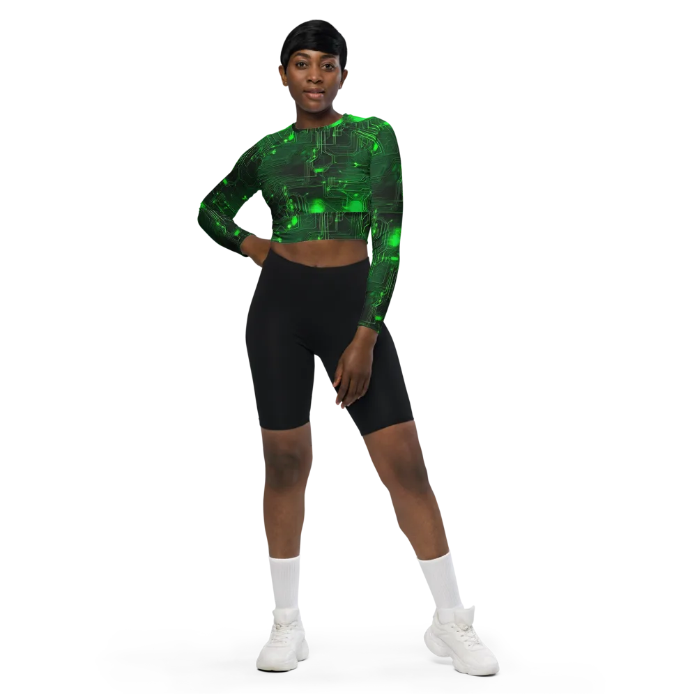 Silicon Moss on Long Sleeve Crop Top — Front