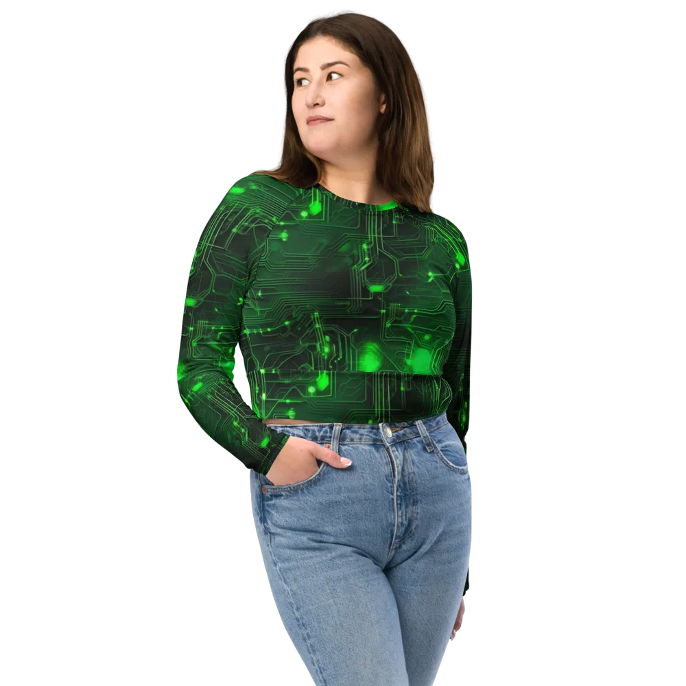 Silicon Moss on Long Sleeve Crop Top — Front