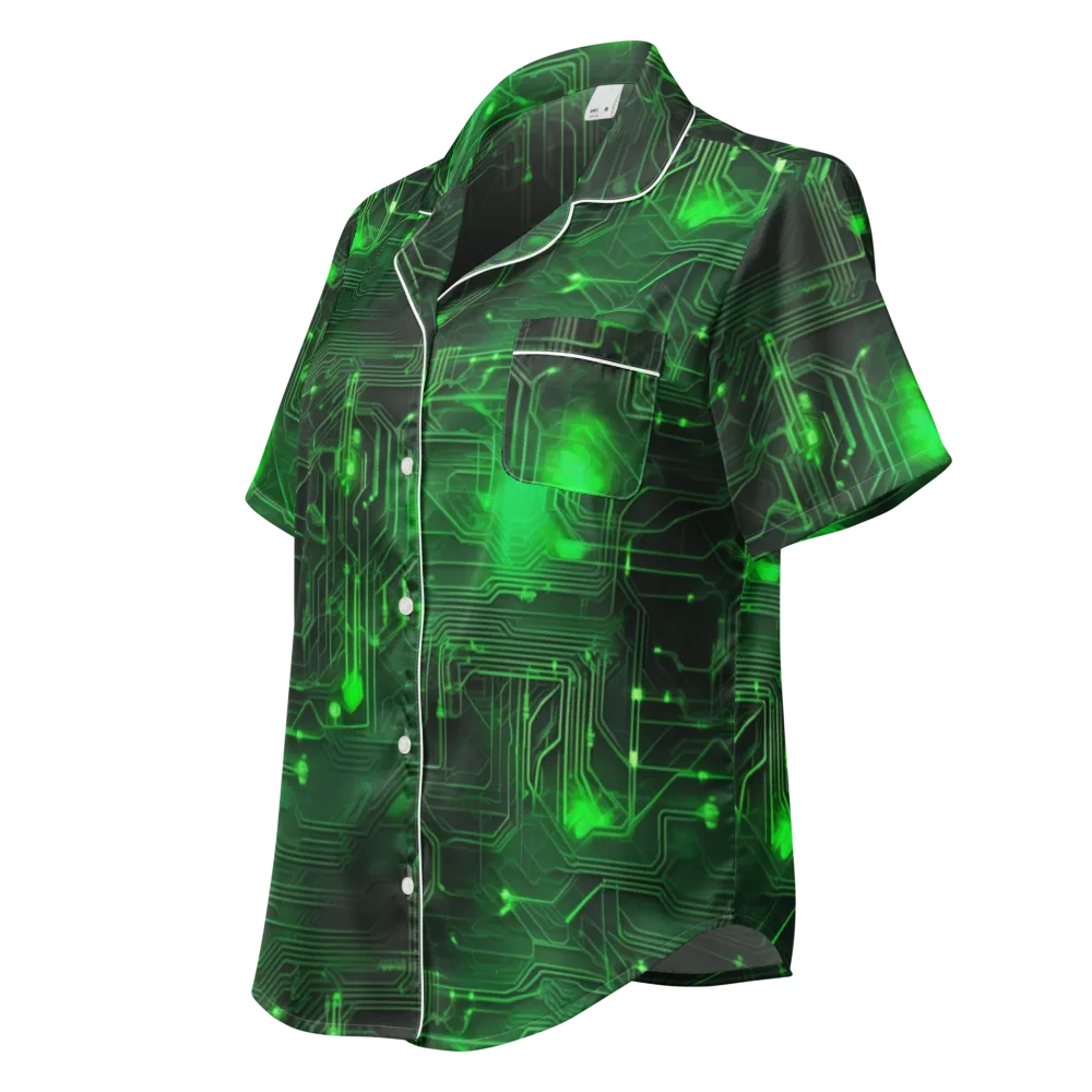 Silicon Moss on Women's Short Sleeve Pajama Top — Left Front