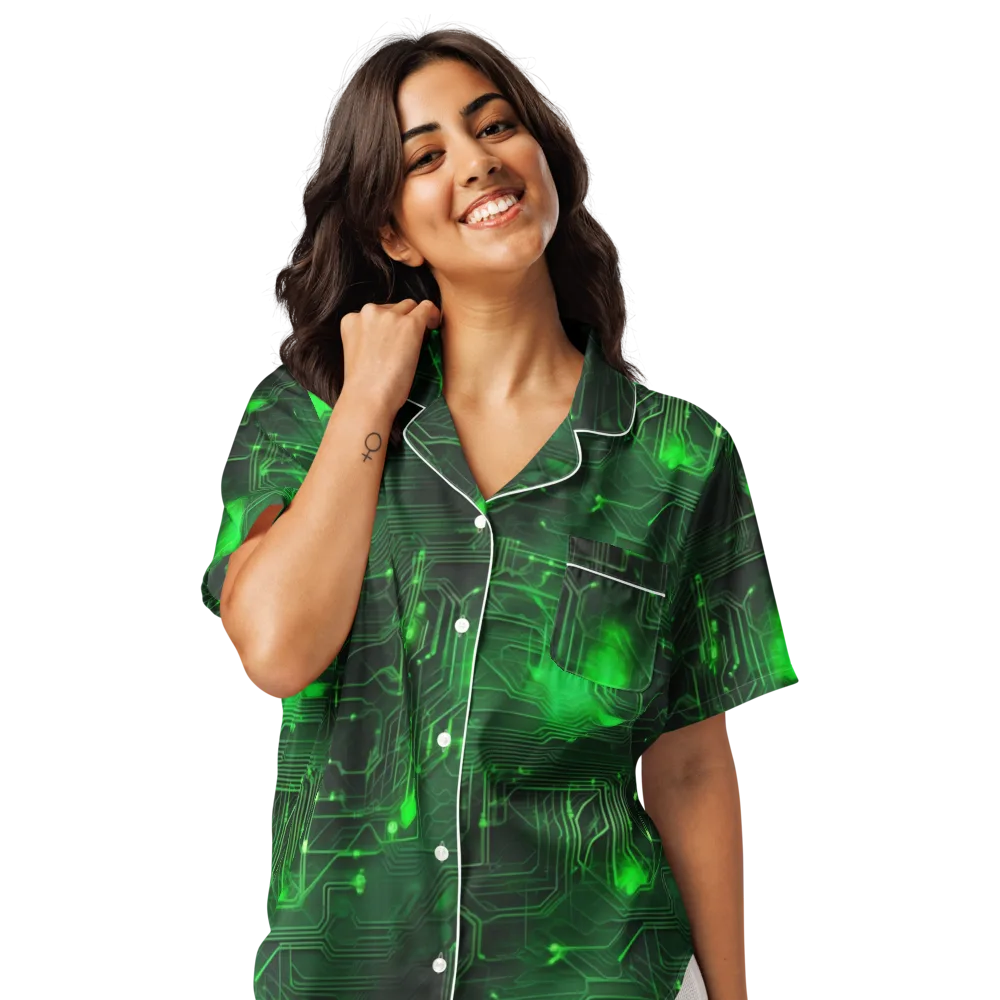 Silicon Moss on Women's Short Sleeve Pajama Top — Front