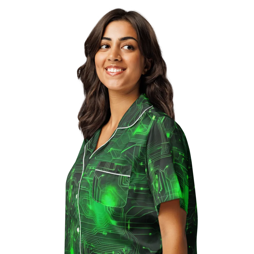 Silicon Moss on Women's Short Sleeve Pajama Top — Left Front