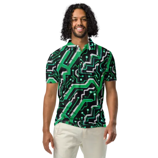 Green Current on a Men's Slim Fit Polo Shirt