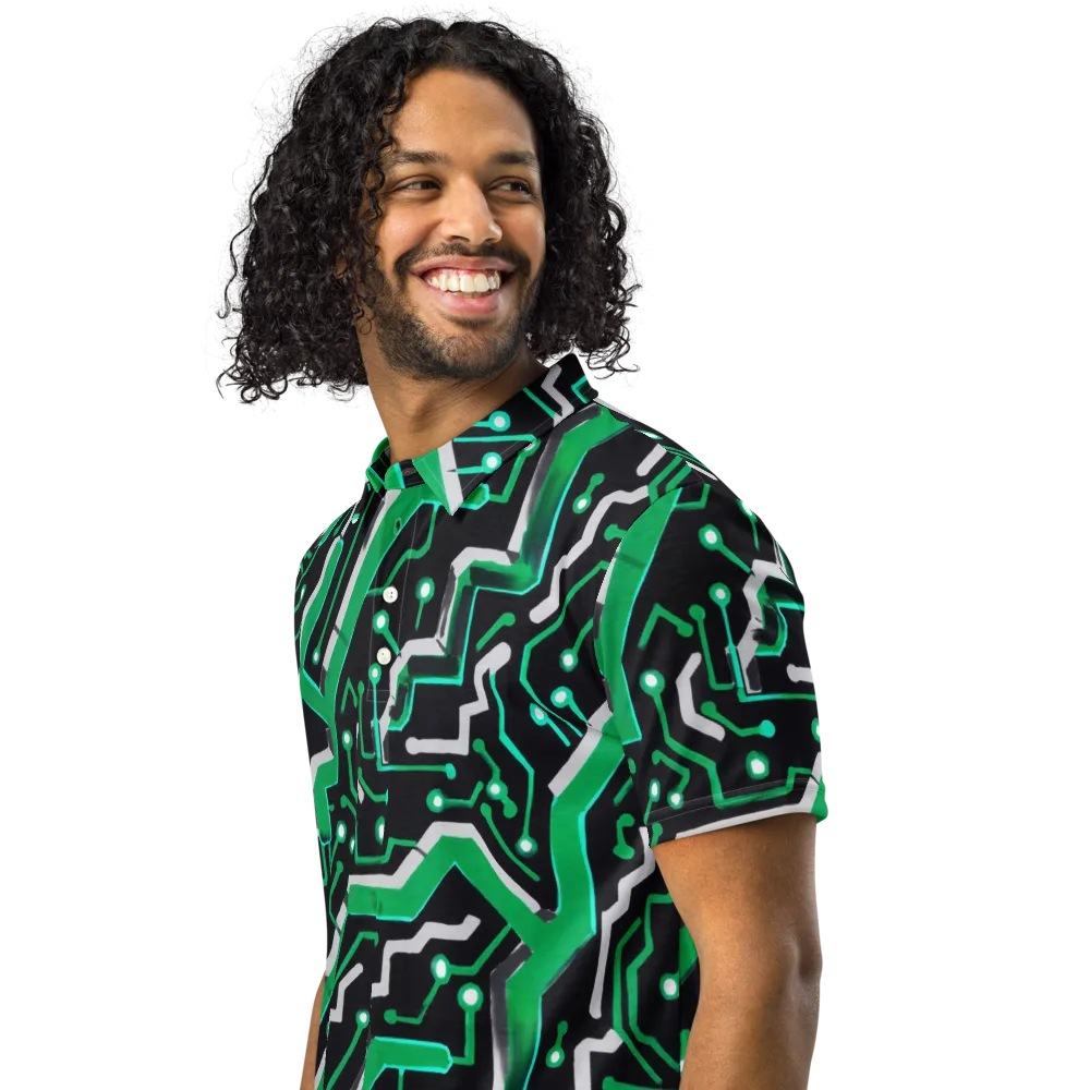 Green Current on Men's Slim Fit Polo Shirt — Left Front
